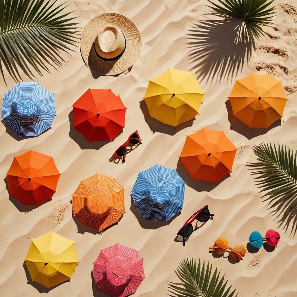 A stylish summer scene featuring a diverse group of individuals wearing vibrant, chic accessories and versatile swimsuits. Include a sun-soaked beach background with colorful beach umbrellas and exotic plants. Highlight trendy hats, sunglasses, and beach bags as accessories. Capture a sense of joy and relaxation in the atmosphere. super-realistic. vibrant colors. summer vibes.